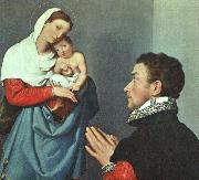 MORONI, Giovanni Battista A Gentleman in Adoration before the Madonna wg oil painting on canvas